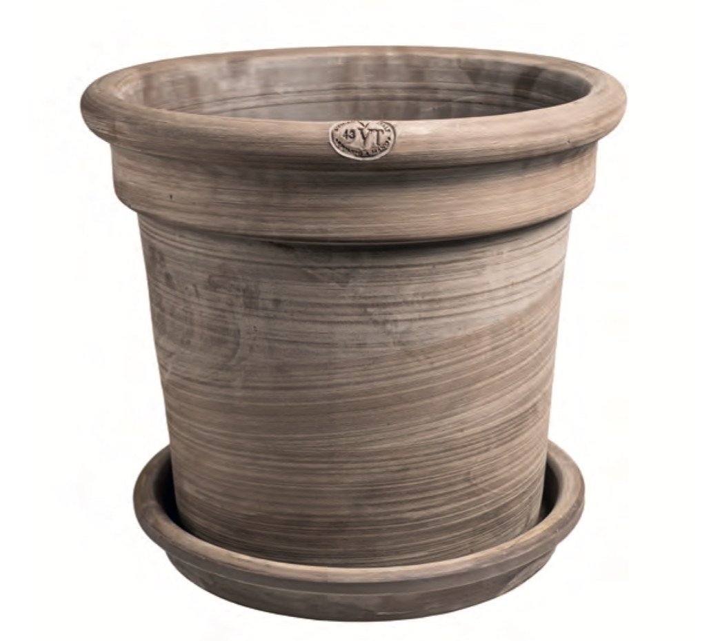CILINDRO ALTO TOSCANO Pietraantiqua výška 40cm - terakotový květináč i s podmiskou