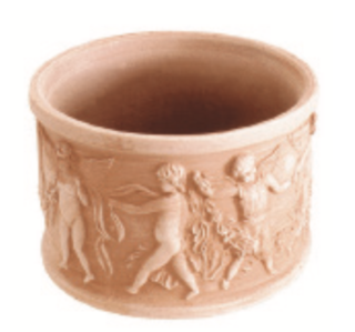 CILINDRO CON PUTTI 15x12cm  Terakotový květináč s andílky