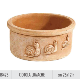 Terakotový květináč s hlemýždi 25x12cm