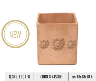 CUBO GIRASOLE terakotový květináč 18x18x18cm