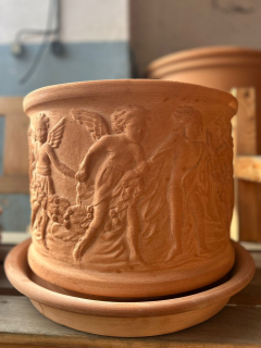 CILINDRO CON PUTTI TOSCANO - 42x 33cm - Terakotový květináč s andílky