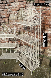 Kovový provensálský regál, Šířka: 65 cm, Výška 160cm