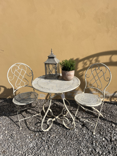 Kovový provensálsky terasový set, Šírka stola:  70cm, Výška 75cm
